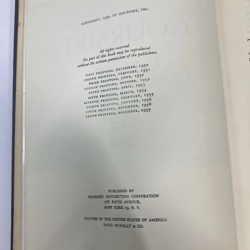 The Gourmet‎ Cookbook Volume 1 Vintage 1957 Hardcover Book USA